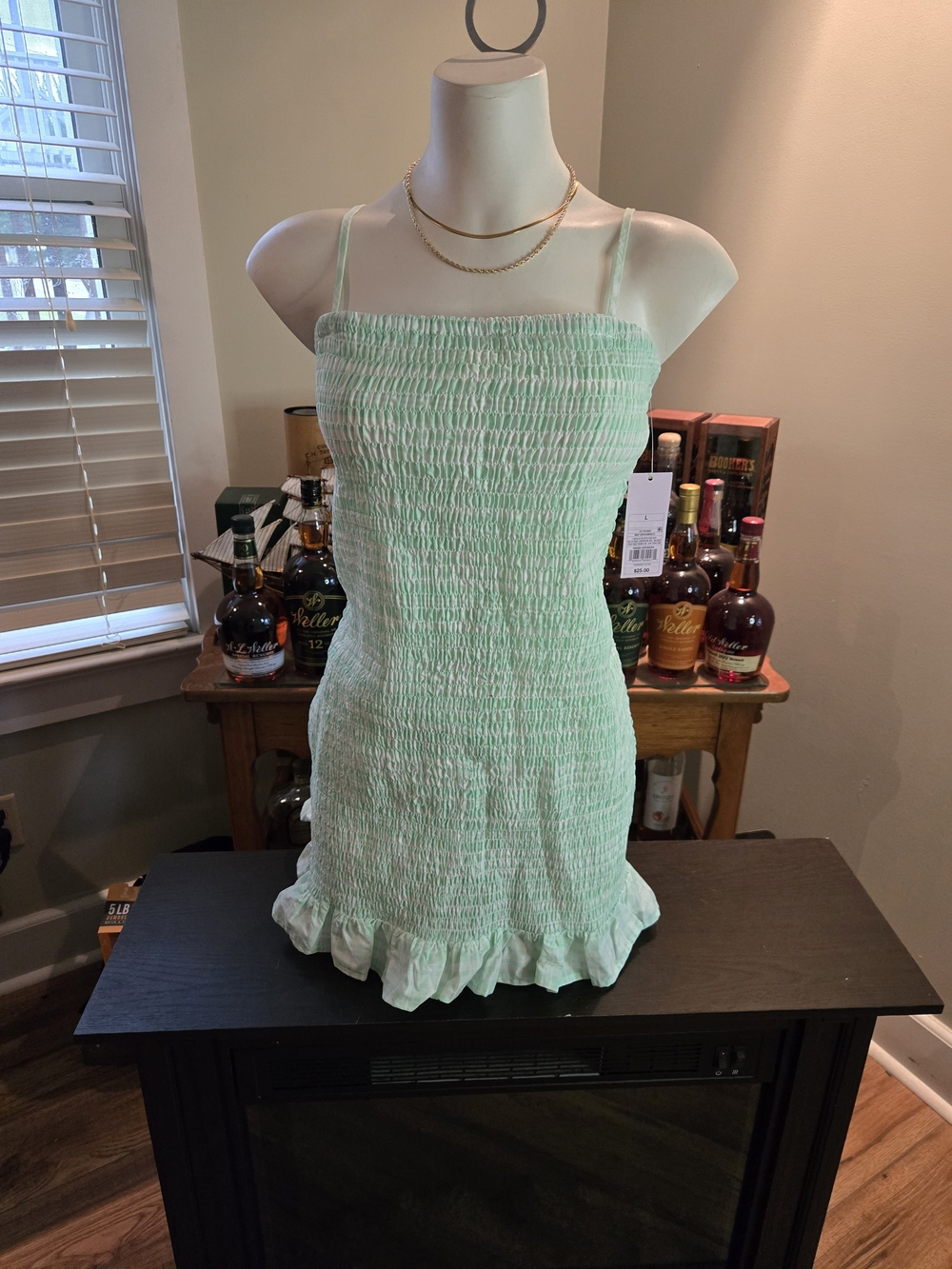 wild fable Mint Green Smocked Ruffle Mini Dress